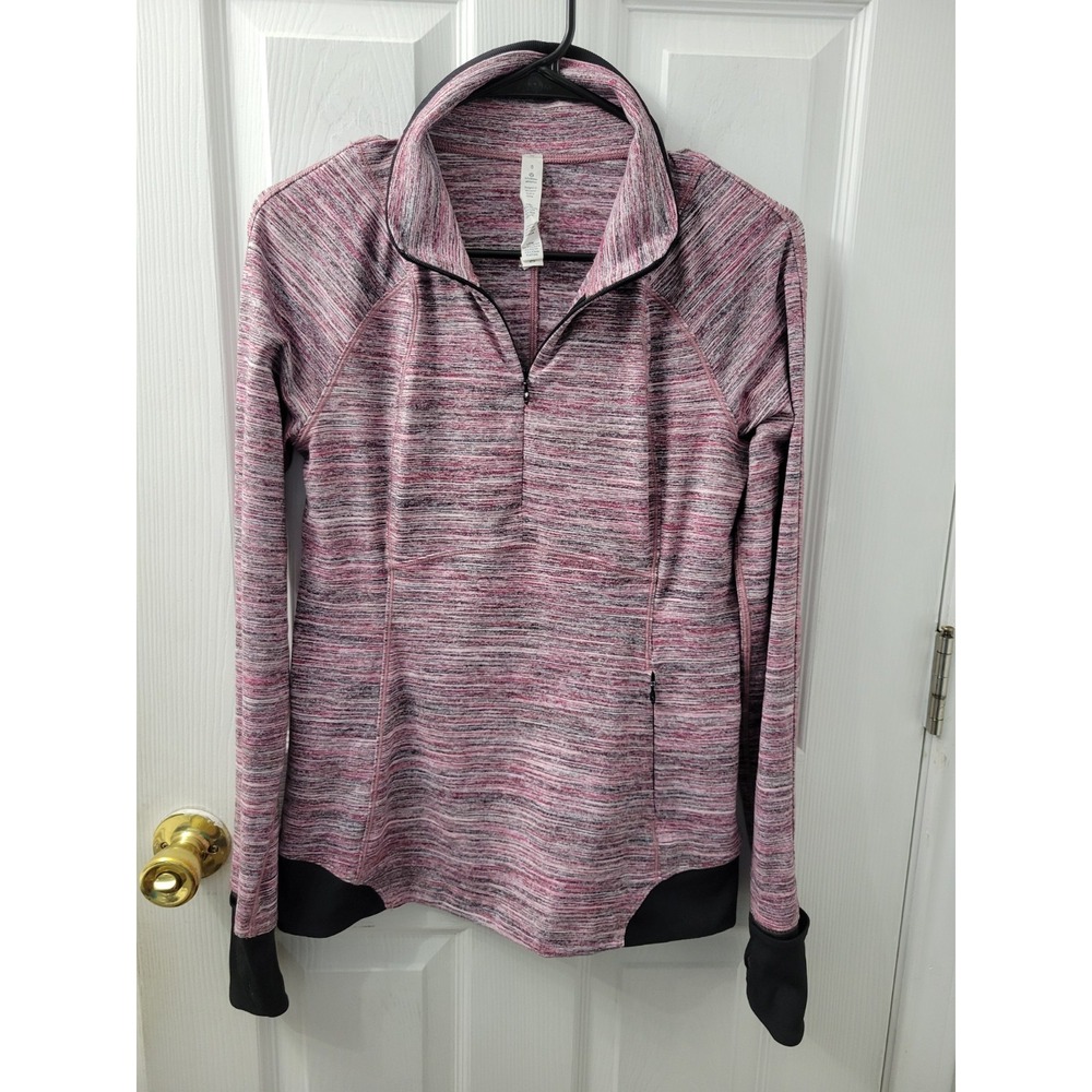 Lululemon 1/4 Zip Pullover Women's 8  Space‎ Dye Berry Thumb Holes Cuffins EUC